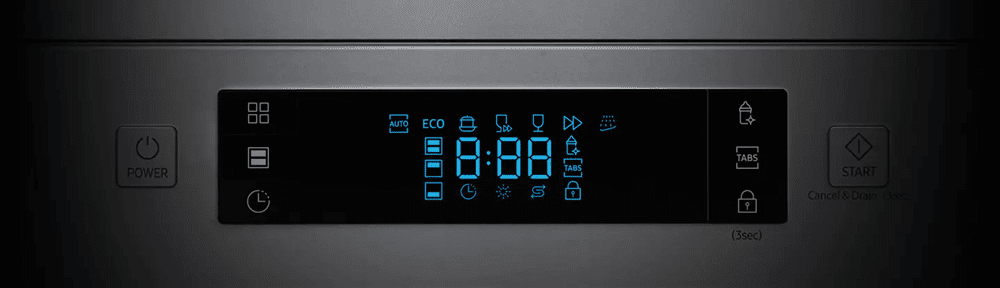 صفحه نمایشگر LED برای تنظیمات و مشاهده برنامه های ظرفشویی سامسونگ 5070
